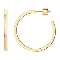 PAVOI 14K Gold Plated Thin Square Edge Open Hoop Earrings for Women - Leightweight  Diameter Hoops