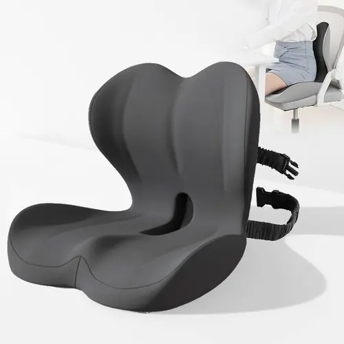 Upgraded Non-Slip Space Memory Foam Car Seat Cushion - L-Shaped Ergonomic Design, Lumbar Support, Tailbone & Back Pressure Relief, Sciatica Relief, Extended Zipper for Easy Removal Washable Cover, Fixed Strap, Skin-Friendly Automotive & Office Accessory