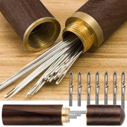 30PCS Self-Threading Needles with Wooden Needle Case | Easy-to-Thread | Multi-Purpose Household Hand Sewing Needles | Sewing Supplies for Home Use|for DIY Embroidery,Mending & Sewing Projects