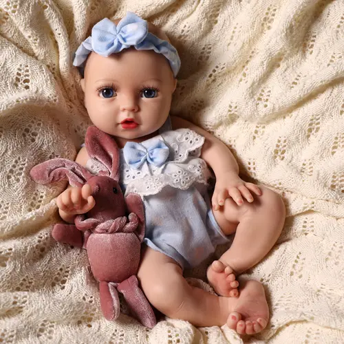 #familyfun BABESIDE Realistic Rebirth Lifelike Newborn Soft Body Silicone Baby Doll - 12/16 inches Girl Doll with Painted Hair, Ideal for 6-8 Yrs Olds’ Playing House, Children & Collectors, Soft Body Doll