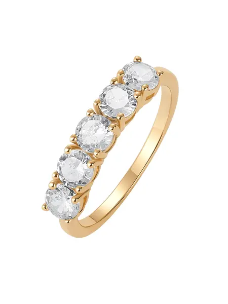 PAVOI 14K Gold Plated Premium Cubic Zirconia Engagement Ring for Women - Promise Eternity Ring Jewelry