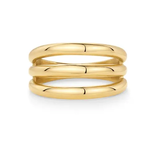 PAVOI Waterproof Statement Ring for Women - 14K Gold Plated Chunky Triple Band Rings - Hypoallergenic Stackable Ring