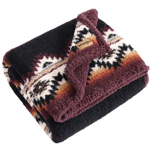 Wrangler Mountain Fog Rust Sherpa 50"X70" Throw