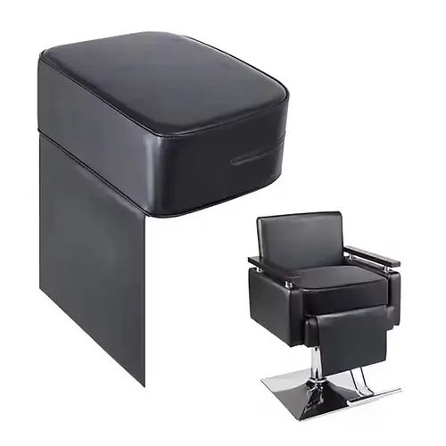 Black Leather Salon Booster Seat Cushion - Barber Beauty Salon Styling Tool & Equipment, Offers Additional Seat Support