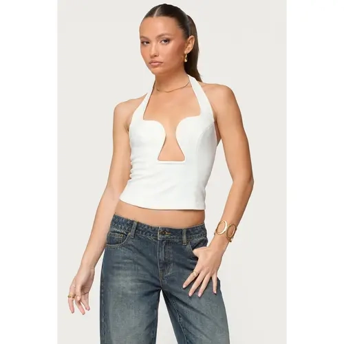 Stassy Abstract Cutout Halter Top