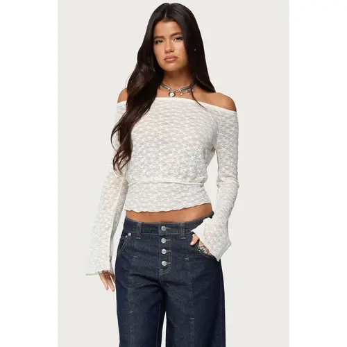 Alef Sheer Lace Off Shoulder Top