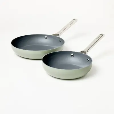 2pk (8" & 10") Aluminum Nonstick Frypan Set Sage Green - Figmint