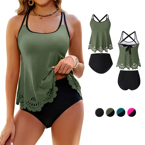 Blooming Jelly Womens Swimsuits Tankini Tummy Control 2 Piece Bathing Suit Modest Beach Vacation Clothes#TikTokShopFallDealsForYou
