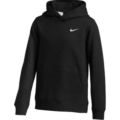 NIKE Women's Black Regular Longsleeve Plain Club Fleece Pull-Over Hoodie - Chic, Stylish Casual Top with Unisex Fit Ease, Comfortable Pull-On Sweatshirt for Everyday Wear, Longsleeves
