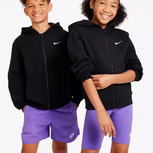 NIKE Unisex Youth Universal Club Fleece Full-Zip Hoodie - Long Sleeve Athletic Sports Top, Fitted Sweatshirt with Kangaroo Pockets, Ribbing at the Hem and Cuffs, Brushed Back Cloud-Soft Fabric, Hood Tie for Custom Fit