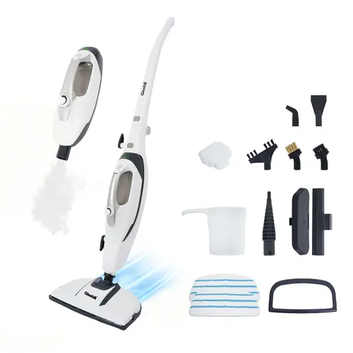 GLEEHILL 10-in-1 Steam Mop with Detachable Handheld Steam Cleaner for Hardwood Floor, Tile, Grout & Carpet | 1550W High Pressure Electric Mop, Chemical-Free for Pet & Home