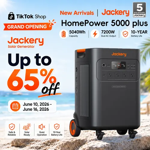 [Opening Ceremony]  Jackery Solar Generator 5000 Plus Portable Power Station, 5040Wh LiFePO4, 7200W 120V/240V AC Output, Expandable to 60kWh, Essential Home Backup for Power Outages (Solar Panel Optional)