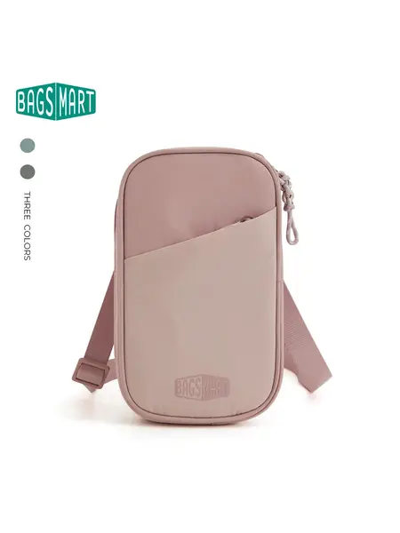 BAGSMART Crush Passport Holder - Compact Travel Accessory with Secure Zip Closure & Adjustable Strap for Easy Carrying Eco-Friendly Water-Repellent Materials RFID Protection Memorial Day summerwins