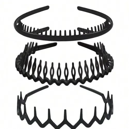3pcs Wave Hairbands with Teeth, Simple Durable Non-Slip Design, Suitable for Face Washing Skincare, Matte Fashion Unisex Hair Accessories, Head Band for Washing Your Face