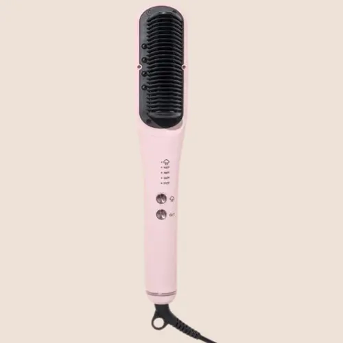 L'ANGE HAIR SteamSmooth Ionic Ceramic Steam Straightener Comb - 310°F Curved Comb Teeth Styling Tool, Coconut Oil Infusion, Frizz Control, 4 Heat Settings, Dual Voltage for Curly/Wavy Hair Adults