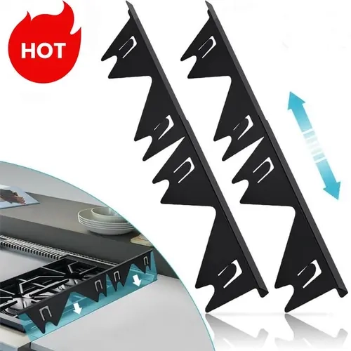 Set of 2 Rust-Resistant Steel Telescoping Stove Gap Covers, Kitchen Counter Trim Kit with Telescoping Design (13.8" to 27.5" Length, 0.79" Width, Black & 27.5 Inch Option), Heat-Resistant, Easy-to-Clean Indoor Debris Preventer
