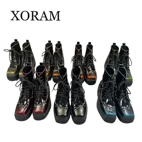 XORAM Classic Unisex Combat Boots - Leather Punk Rock, Comfortable Lace-Up Ankle Boots for Men & Women 56882 Footwear boots for men and women