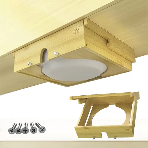 8-11 inch adjustable paper tray dispenser, bamboo board rack under cabinets, kitchen counter, vertical board dispenser bracket, countertop push frame (suitable for 8-11 inch plates, bamboo)