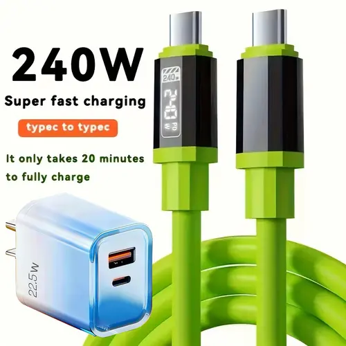 Buy 1 Get 1 Free 240W Fast Charging Cable Mobile Data Cable Smart Quick Charge High-Power Compatible with Apple Type-C Charging for Smartphone & Cellphone Electronic Device Charger