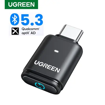 UGREEN USB-C Bluetooth Adapter for PS5, Bluetooth 5.3 Audio Adapter with APTX Low Latency & aptX-Adaptive, Wireless Audio Transmitter to Connect Wireless Headphones & Earbuds