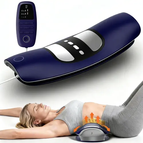 DRwiik Low Frequency Lumbar Massager, Multifunctional Waist Stretching Back Traction Device, Waist Comfort Care, 12-Level Electrotherapy, 3-Level Vibration Massage and Thermal Therapy