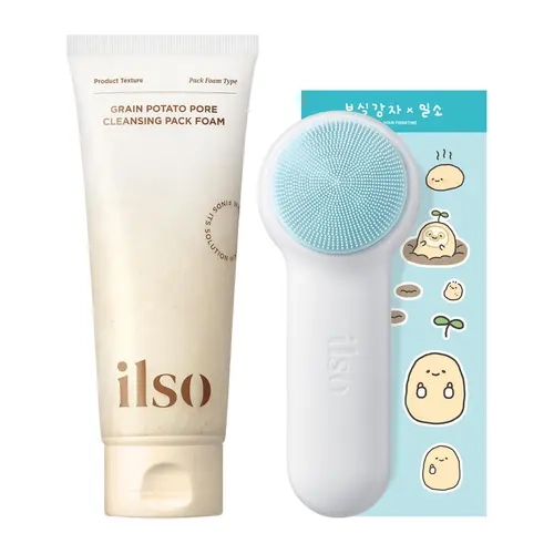 [ilso] Grain Potato Pore Cleansing Foam + Pore Brush - Sebum Control Facial Cleanser for Oily, Sensitive & Acne-Prone Skin | BOOSIL GAMJA Edition | Korean Skincare Foam Cleanser
