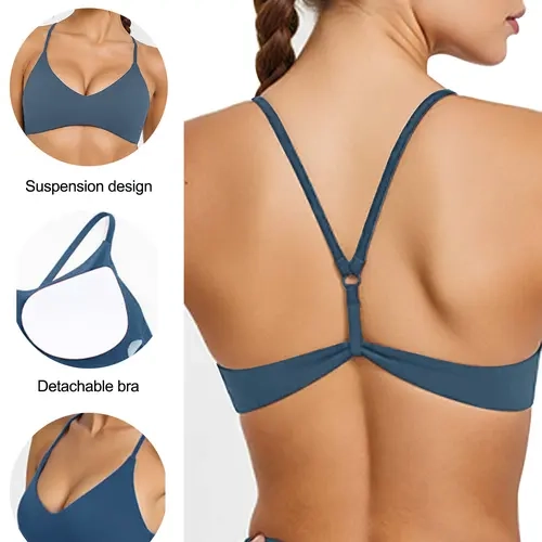 Ladies' Nude-Feel Sensual Cross-Back Bra Padded Design Sports Bra Yoga Workout Bras Yoga Wear Outerwear Backless Bra Training Bra Quick-Dry Y-Shaped Skin-Friendly Sports Vest Workout Bra Quick Drying Bra, Workout Clothes Women