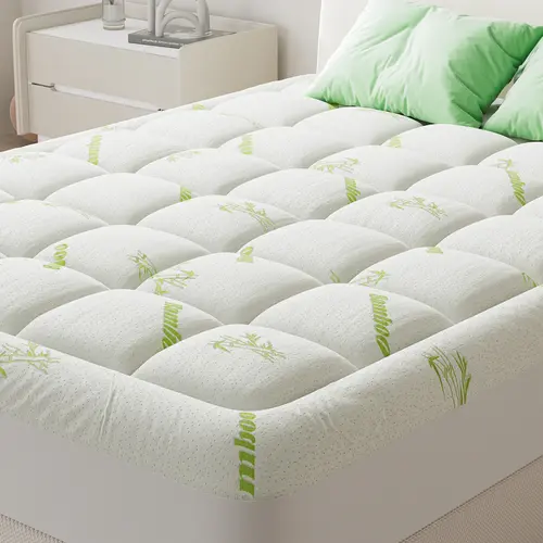 Sweetcrispy Bamboo Bed Topper - Viscose from Bamboo Quilted Rectangular Pillow Top Pad with Durable Memory Foam, Deep Pocket, Breathable Design, Waterproof, Machine Washable, Bedding Mattress Topper, Fits Most Mattresses