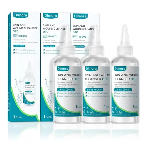 (HSA/FSA Eligible) Dimora OTC Skin & Wound Cleanser, PHMB Antiseptic Rinsing Solution, Pain‑Free Antiseptic Cleansing for Wound Care, 10 oz (296 ml)