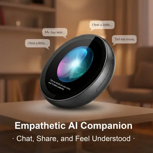 ZNP AI-Badge Empathetic Companion Speaker - Audio Device with AI Dialogue, Customizable Character, Indoor Learning, Games, Easy-to-Use for Girls, Christmas Gift Option