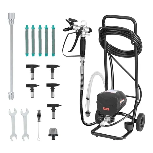 【toolupgrade】VEVOR Wheeled Stand Airless Paint Sprayer, 650W 3000PSI High-Pressure Electric Model with All-Metal Frame, Convenient Design, Cart, Cleaning Brush, Hose, Extension Rod, Nozzles, 0.31 GPM Flow, Ideal Father’s Day Gift for Home Painting, De, D