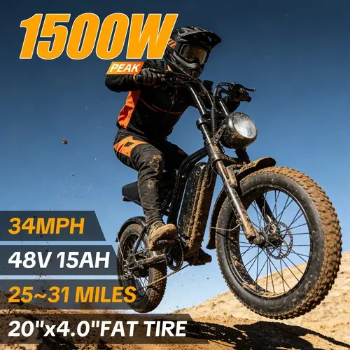 HiEHA TikTokShopFallDealsForYou, Electric Bike for Adults, 1500W Peak 48V 15Ah Removable Battery Fat Tire E-Bike, 20" x 4.0 All-Terrain Electric Bicycle, 34MPH 25-31 Miles, LED Display, Full Suspension UL 2849 Certified for Mountain Snow Sand Commuting