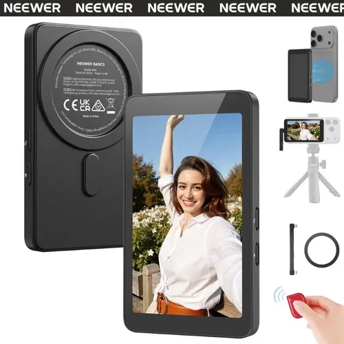 NEEWER M4C 4" Mobile Vlog Selfie Monitor - Wireless 4" Smartphone Back Camera Monitor with Remote, Magnetic Accessory, Cable, Travel Gadgets for Vlogging, iPhone/Android, Back to School Gift