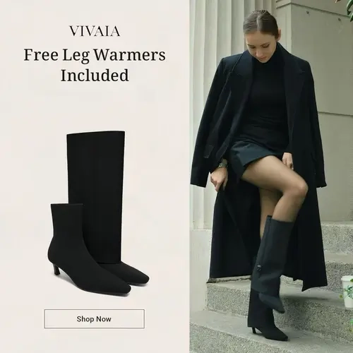 VIVAIA Women's Detachable 2-in-1 Convertible Recycled Knit Boots - Square-Toe Kitten Heels, Arch Support, Honeycomb Cushion, Water-Repellent, Eco-Friendly Dyes, Activated Carbon Fabric for Business, Date Night (Rita)