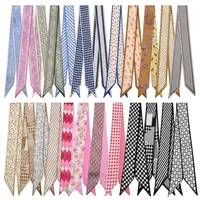 Women's 24-Count Fade-Proof Silk-Like Multifunctional Female Girly Accessories Set - 38.6x2.7in Neck Wraps, Headbands, Bag Accents in Assorted Prints for Adult Casual Daily Use,summerwins Floral Embroidered Scarf
