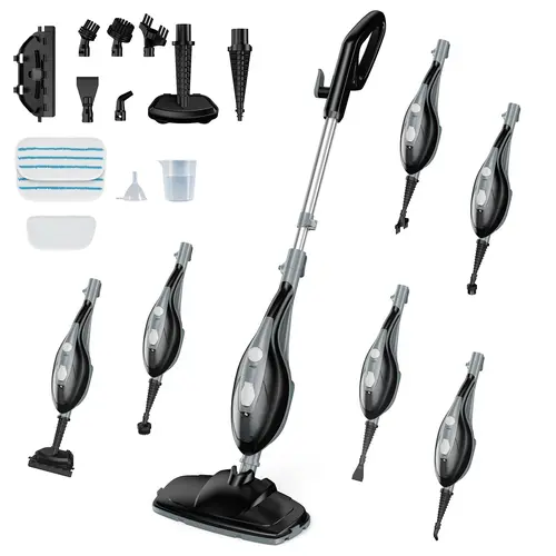 10-in-1 Adjustable Lightweight Corded Steam Mop Cleaning Set - 1550W Detachable Head, 16FT Cord, 2 Washable Pads, 212°F Lift, House Cleaner for Spotless Deep Clean on Hardwood, Tile