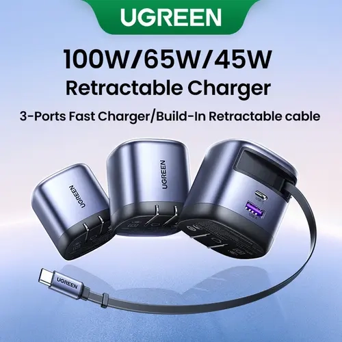 【LIVE ONLY】UGREEN 45W GaN Charger Compact Portable Retractable USB C Fast Wall Charger with Foldable Plug for iPhone 17/16 Galaxy Pixel iPad, 3-in-1 Multi-Device Quick Charging for Mobile Electronics