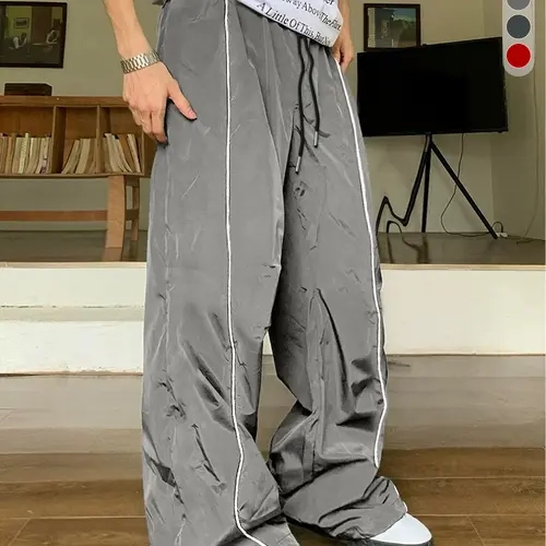 Men's Loose-Fit Sports Pants with Drawstring Waistband Breathable Fabric for Outdoor Activities & Casual Wear Stylish Design Suitable for All Seasons Casual Menswear Outfit Outfit Menswear pants para hombre track  vibes solid drawstring waist sweatpants