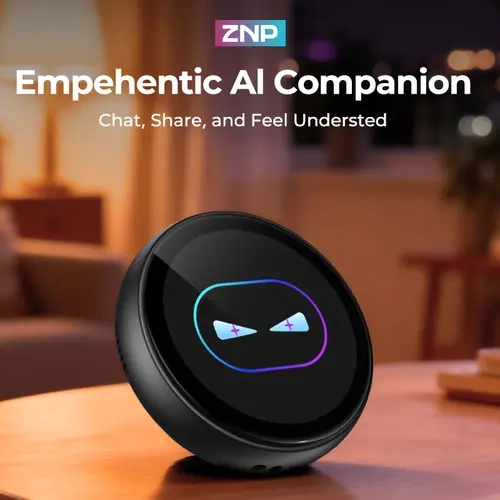 【Gift-Ready Companion】ZNP AI-Enabled Smart Badge Audio Speaker - Portable Interactive AI Companion Speaker with Chat, Emotional Support Features, Ideal for Social Interaction, Learning, Ai Companion Speakers