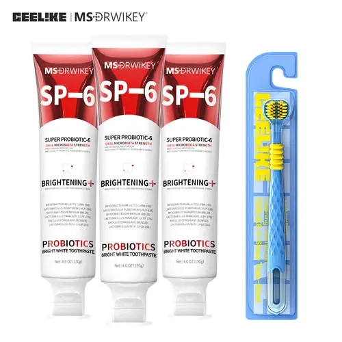 CEELIKE Super Probiotic Toothpaste 3-Pack + Toothbrush Value Bundle, Non-Medical Nitrosamine-Free Dental Care Minty Toothpastes Set for Fresh Breath [Live Only]