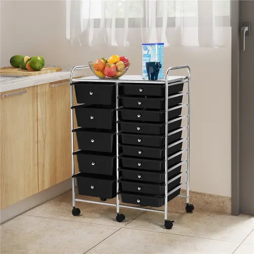 【Heavy Duty】Yaheetech Multiple Drawers Rolling Storage Cart, Multipurpose Organizer Rolling Utility Cart, Easy Assembly Effortless for Mobility Office/Home/School/Beauty Salon Use