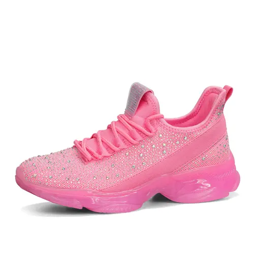 LUCKY STEP Women's Rhinestone Mesh Slip-On Cushion Walking Sneakers - Breathable Sparkle Fabric Shoes, Memory Foam, All Seasons Everyday Walking Sneaker, Women's Shoes for Casual Use