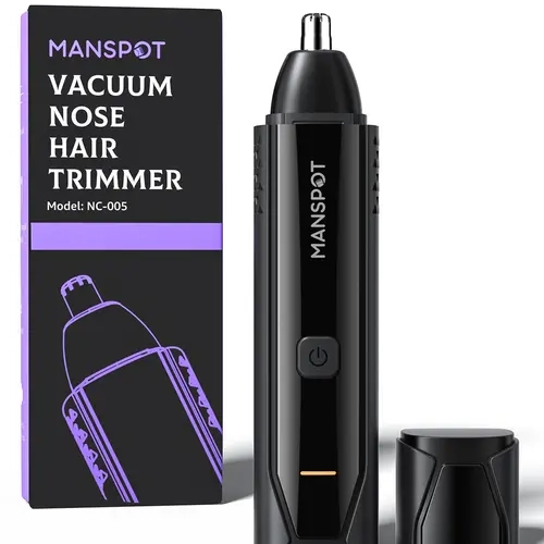 MANSPOT Cordless Nose & Ear Hair Trimmer for Men - Selfcare Box Included, 10000-RPM Electric, Vacuum Cleaning System, IPX7 Waterproof, USB-C Charge, 90min Runtime, Magnetic Detachable Blade Head, Easy to Clean, Cordless Trimmer, Nose Hair Trimmer