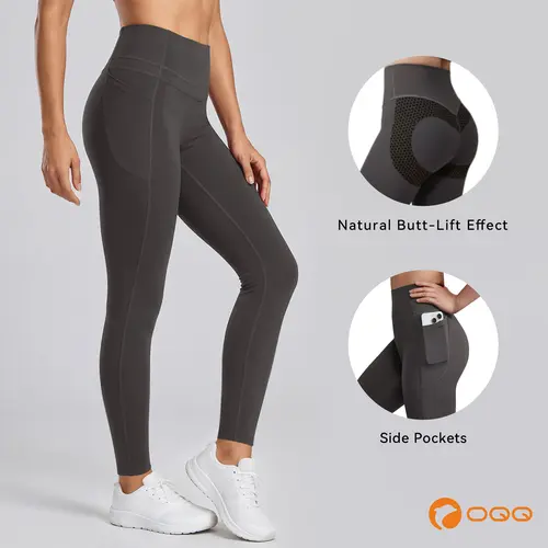 OQQ Women’s High Waisted Butt-Lift Leggings with Side Pockets Comfortable Casual Leggings