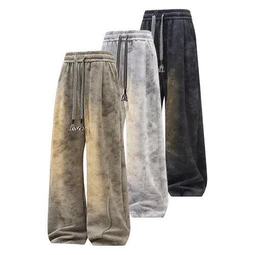 Men's Unisex Polyester Straight Workout Jogger Pants - Loose-Fitting Soft Warm Athleisure Tie Dye Trousers, Pants for Women, Unisex Streetwear Joggers for Spring & Autumn Daily Work Wear, Machine Washable