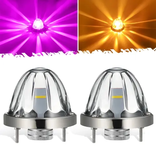 Partsam 2Pcs Dual Color Amber/Purple LED Glass Lens Watermelon Lights, live
