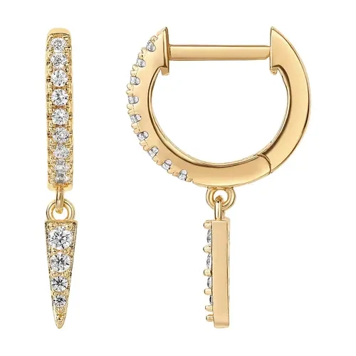 PAVOI 14K Gold Plated S925 Sterling Silver Post Lightweight Drop/Dangle Huggie Earrings for Women