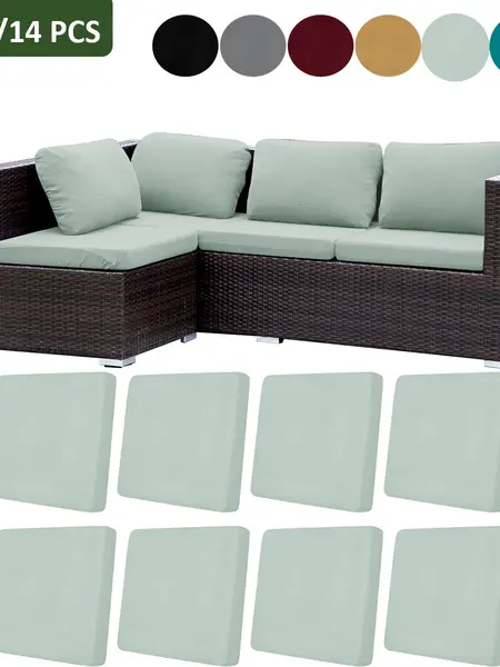 4/8/12/14 Piece Set High Elasticity Outdoor Sofa Cushion Covers, Soft Washable Touch, All-Seasons, Fashionable and Durable