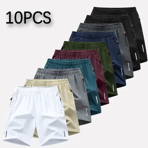 Men's Sports Shorts 10 Pieces Pack in Assorted Colors for Active Wear