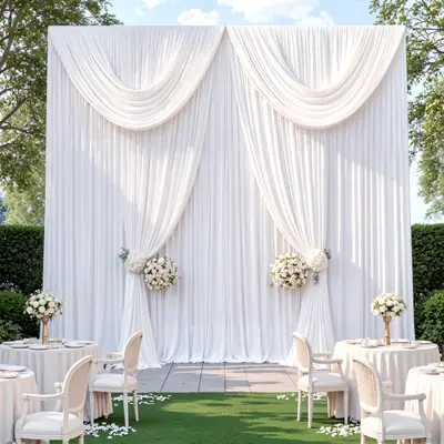 Wrinkle-Free Polyester Christmas Photo Backdrop Curtains, 5x7ft/5x10ft/5x12ft Plain Drapes for Home Decor, Wedding Photography - Home/Festive & Party Supplies (Minor color variance due to light, screens, dye lots)